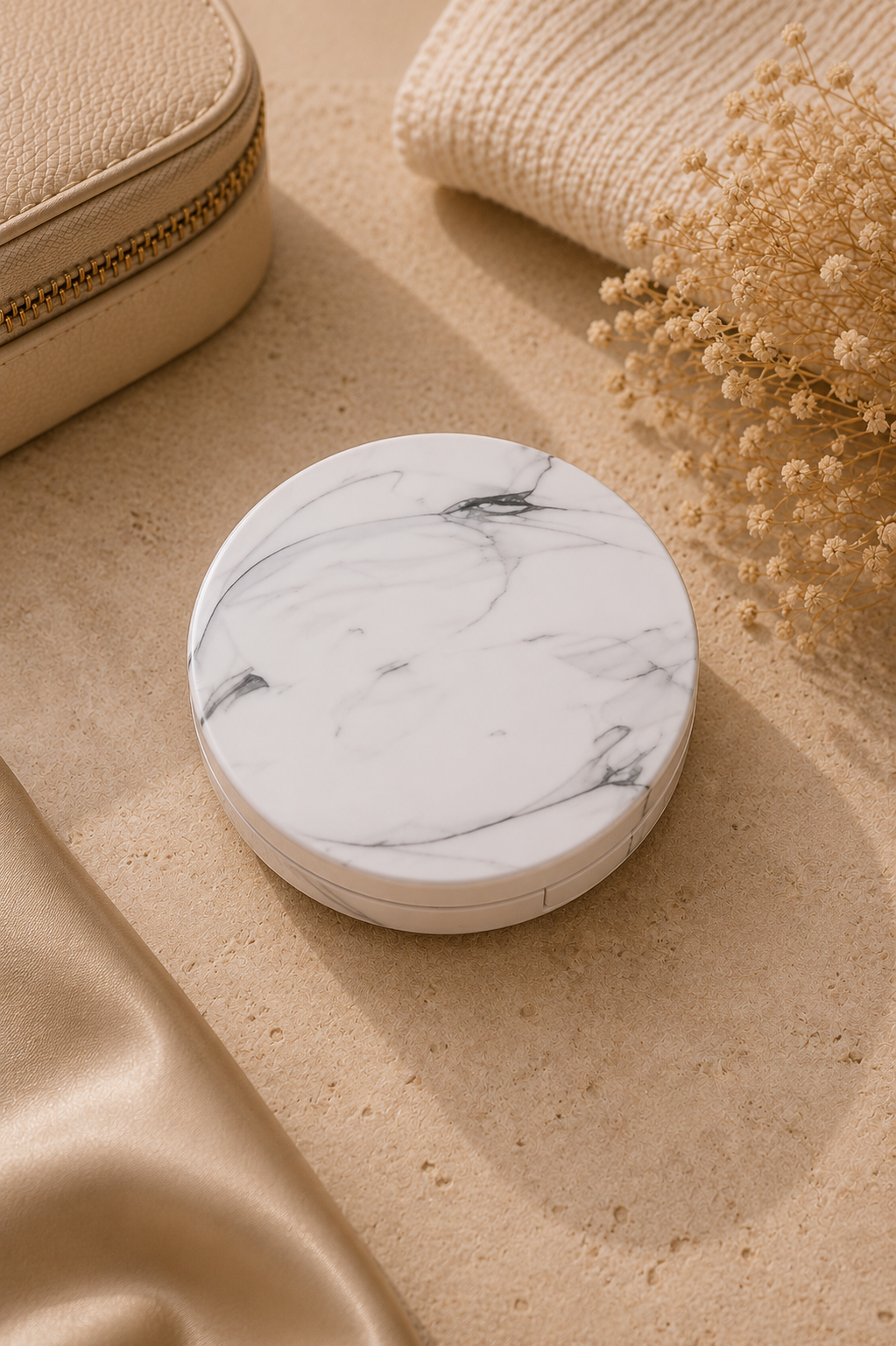Compact contact lens travel case for handbag and carry-on